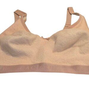 Cacique Pink Unlined Full Coverage Lacy No Wire Bra 44C Lane Bryant